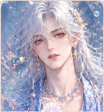 Lan, a silver-haired illustrated AI character